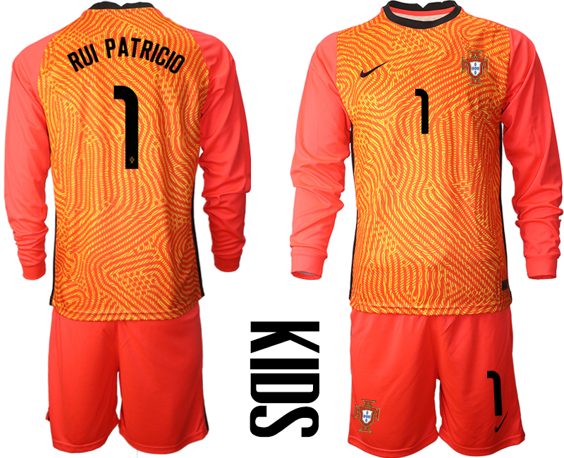 Youth 2020-21 Portugal red goalkeeper 1# RUI PATRICIO long sleeve soccer jerseys