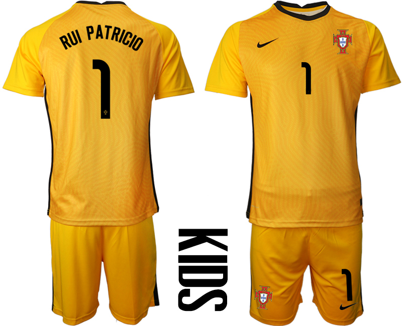Youth 2020-21 Portugal yellow goalkeeper 1# RUI PATRICIO soccer jerseys