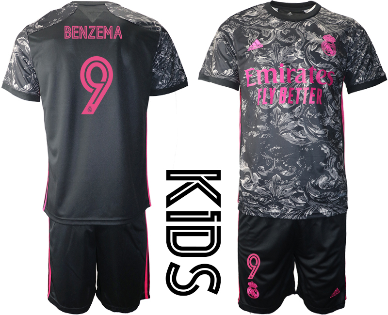 Youth 2020-21 Real Madrid away  9# BENZEMA soccer jerseys