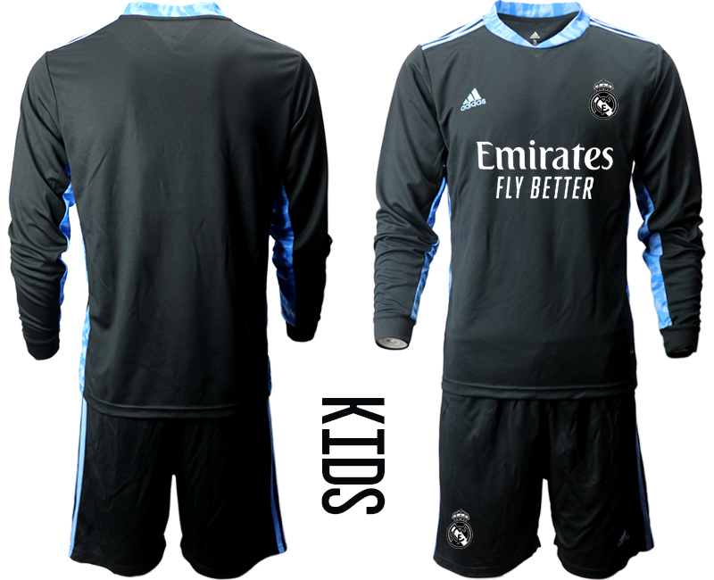 Youth 2020-21 Real Madrid black goalkeeper long sleeve soccer jerseys