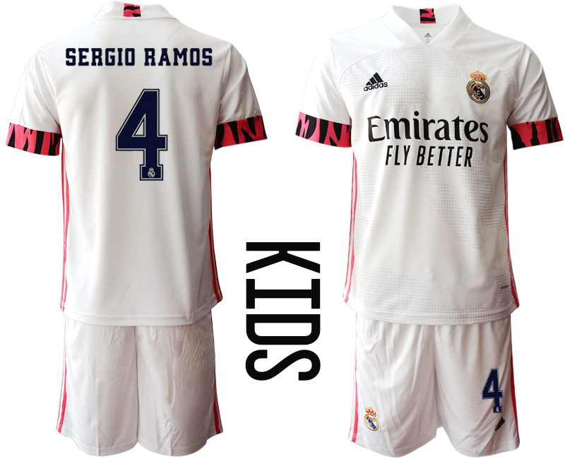 Youth 2020-21 Real Madrid home  4# SERGIO RAMOS soccer jerseys