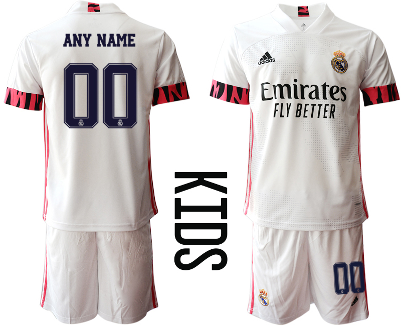 Youth 2020-21 Real Madrid home  any name custom soccer jerseys