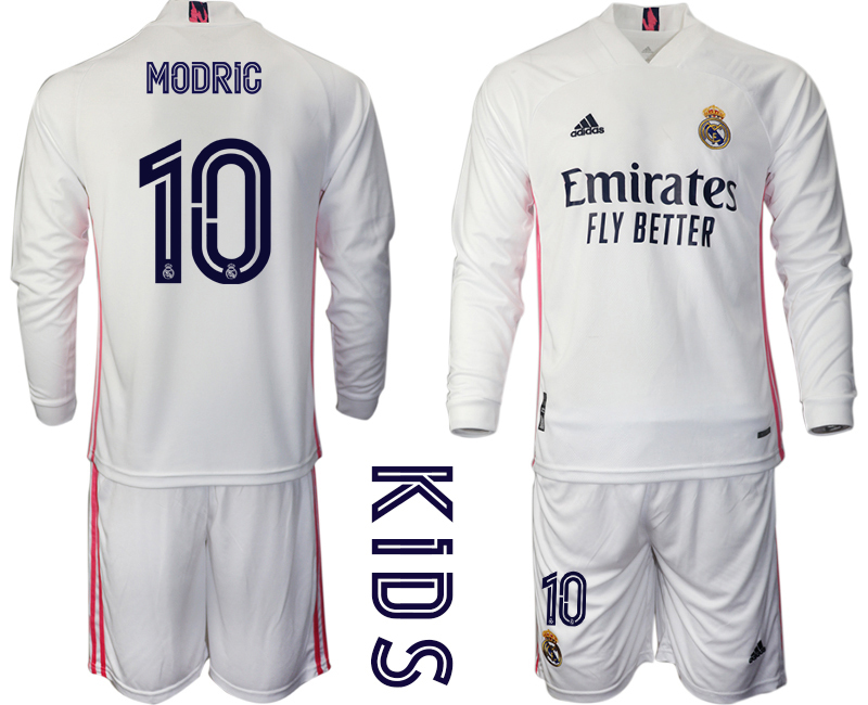 Youth 2020-21 Real Madrid home 10# MODRIC long sleeve soccer jerseys