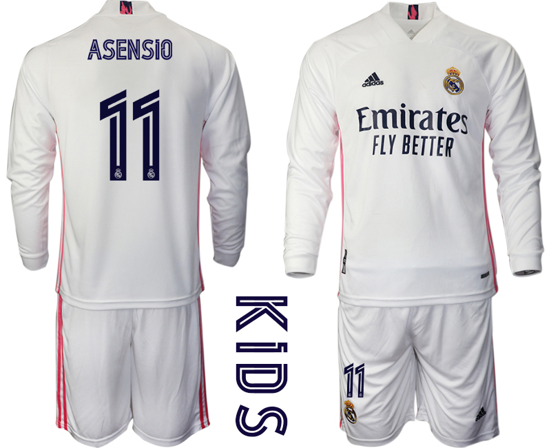 Youth 2020-21 Real Madrid home 11# ASENSIO long sleeve soccer jerseys