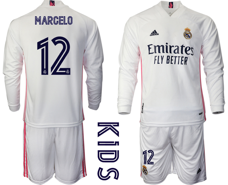 Youth 2020-21 Real Madrid home 12# MARCELO long sleeve soccer jerseys