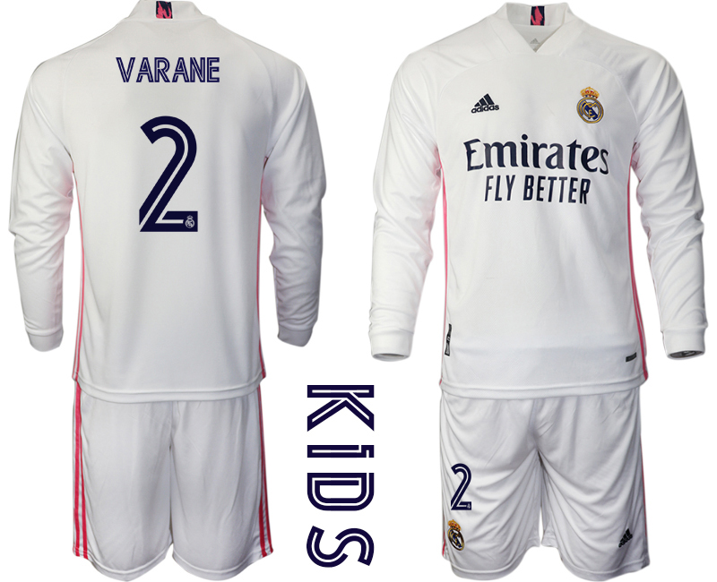Youth 2020-21 Real Madrid home 2# VARANE long sleeve soccer jerseys