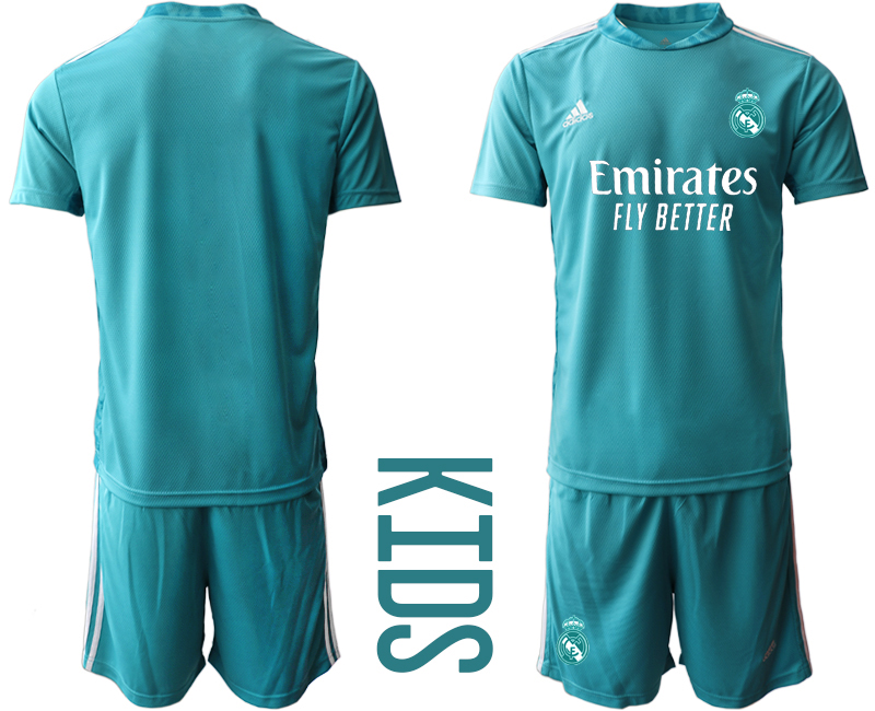 Youth 2020-21 Real Madrid lake blue goalkeeper soccer jerseys