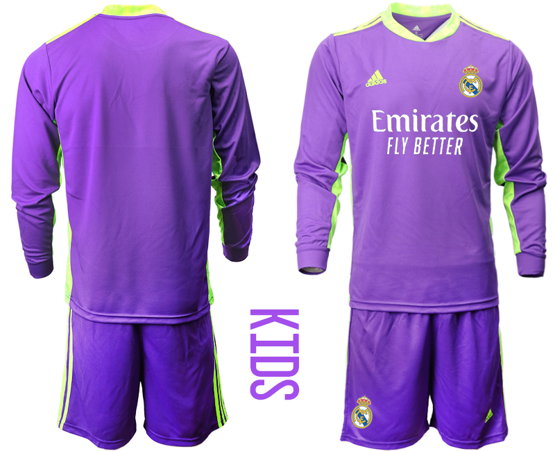 Youth 2020-21 Real Madrid purple goalkeeper long sleeve soccer jerseys