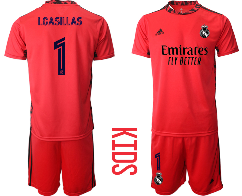 Youth 2020-21 Real Madrid red goalkeeper 1# I.CASILLAS soccer jerseys
