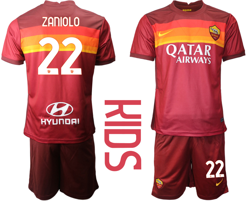 Youth 2020-21 Roma home 22# ZANIOLO soccer jerseys