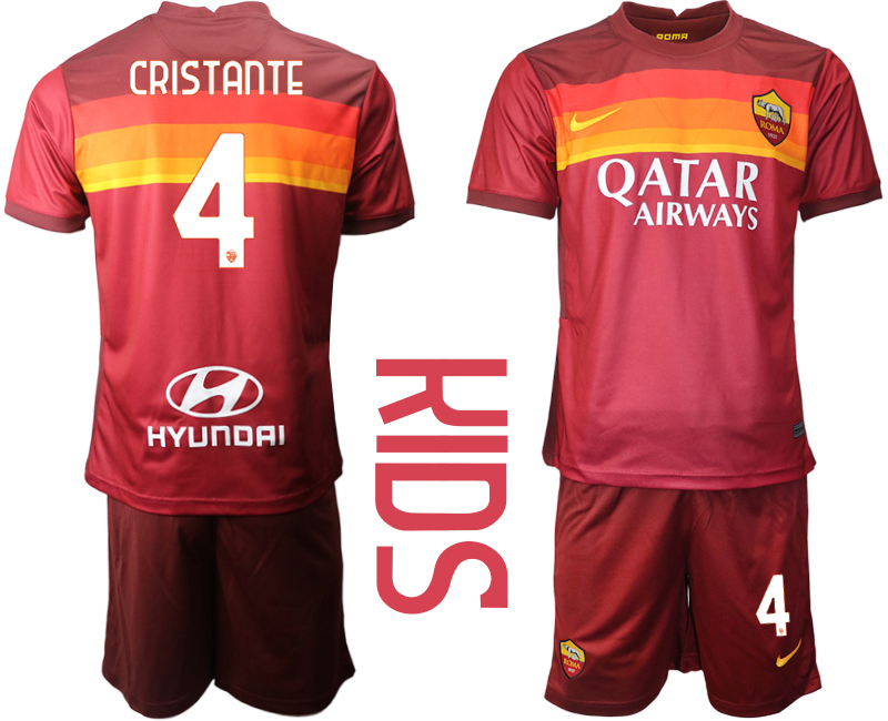 Youth 2020-21 Roma home 4# CRISTANTE soccer jerseys