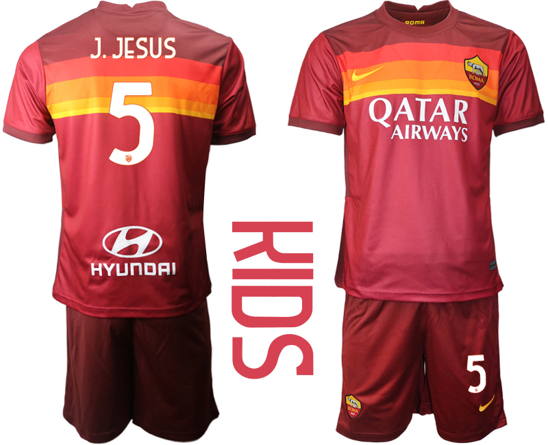 Youth 2020-21 Roma home 5# J.JESUS soccer jerseys