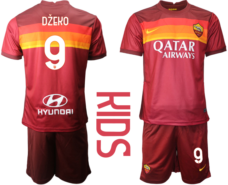 Youth 2020-21 Roma home 9# DZEKO soccer jerseys