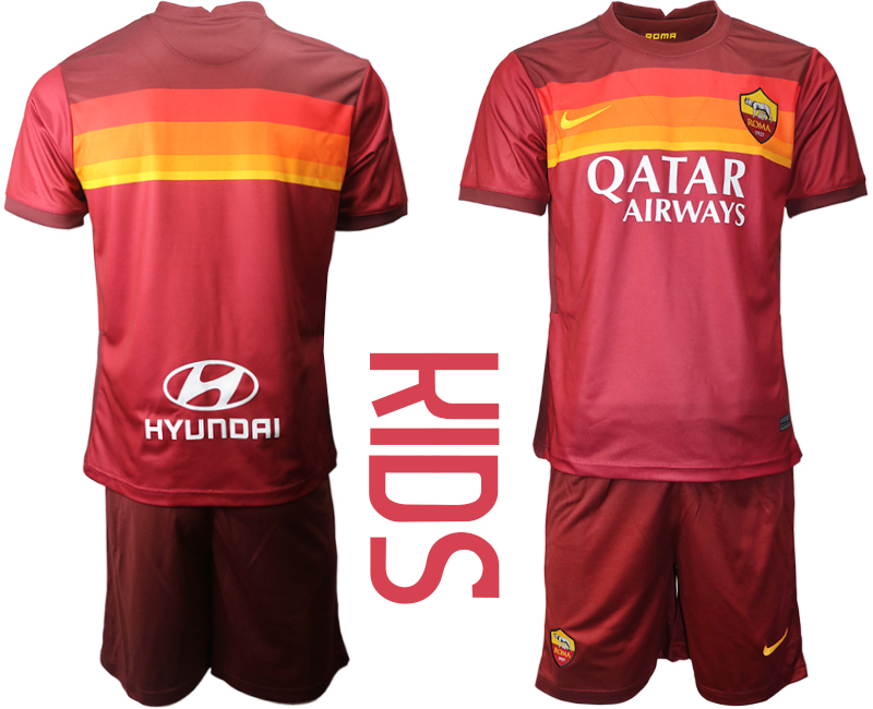 Youth 2020-21 Roma home soccer jerseys