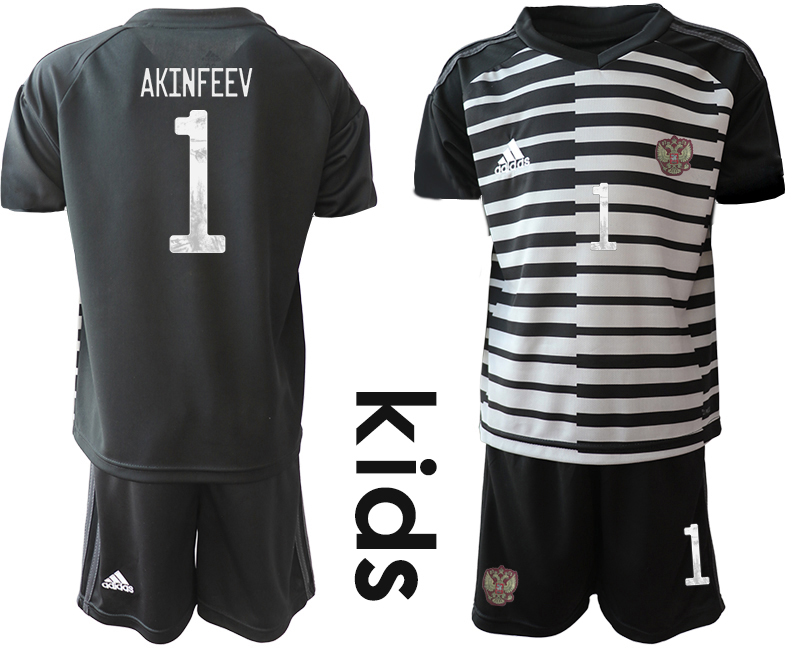 Youth 2020-21 Russia black  goalkeeper 1# AKINFEEV soccer jerseys