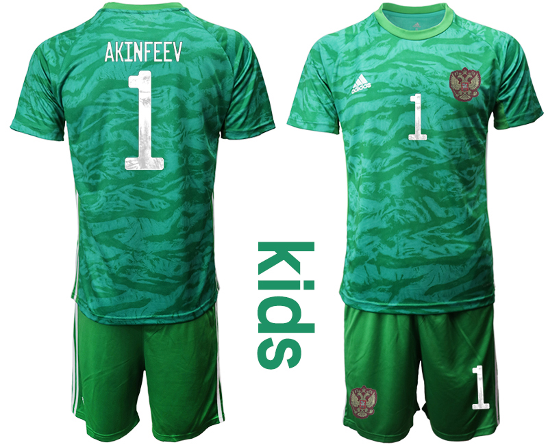 Youth 2020-21 Russia green goalkeeper 1# AKINFEEV soccer jerseys