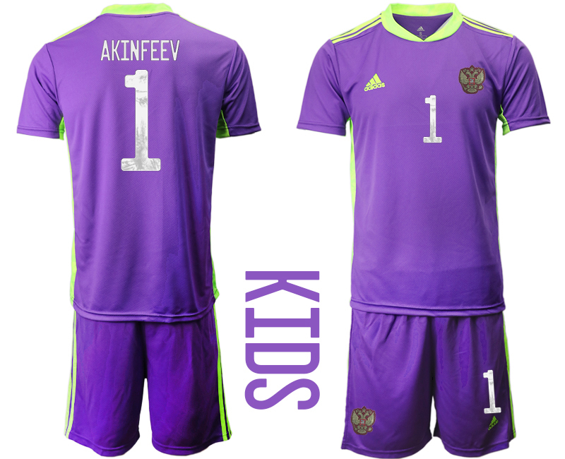 Youth 2020-21 Russia purple goalkeeper 1# AKINFEEV soccer jerseys