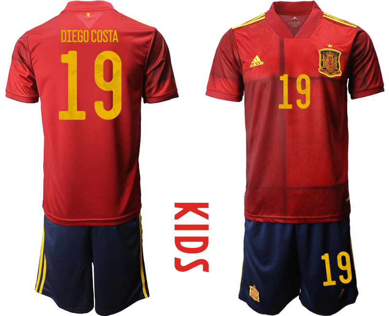 Youth 2020-21 Spain home 19# DIEGO COSTA soccer jerseys