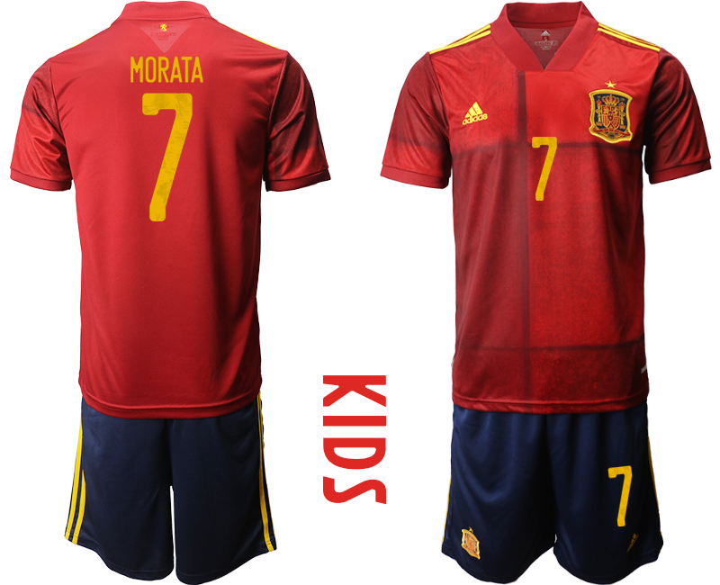 Youth 2020-21 Spain home 7#MORATA  soccer jerseys