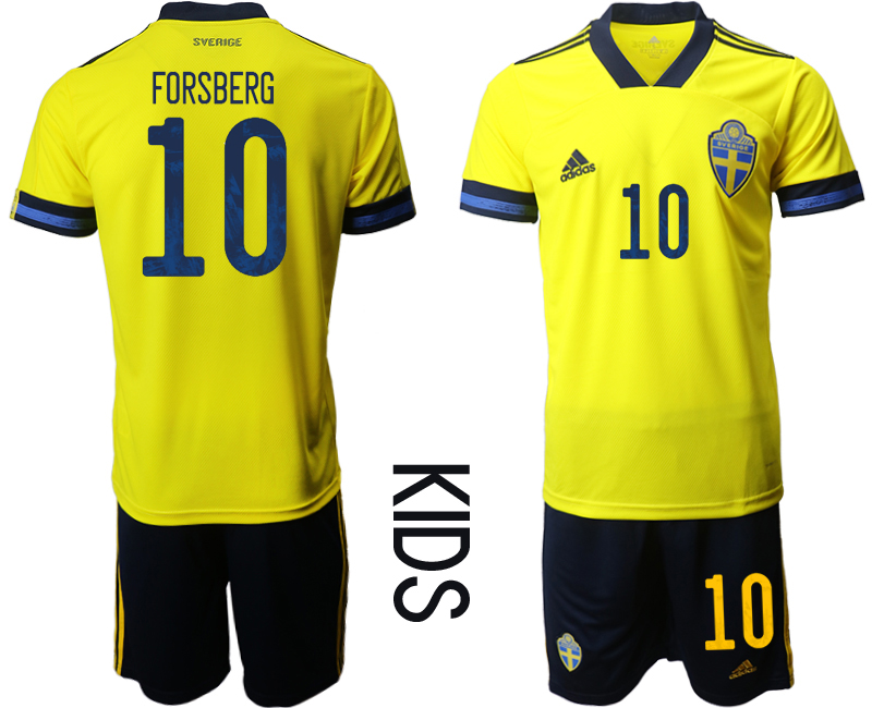 Youth 2020-21 Sweden home 10# FORSBERG soccer jerseys