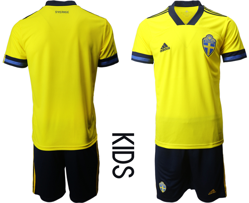 Youth 2020-21 Sweden home soccer jerseys