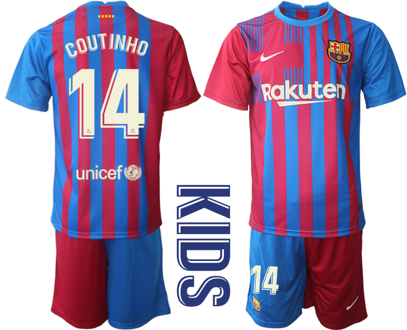 Youth 2021-2022 Club Barcelona home red 14 Nike Soccer Jerseys1