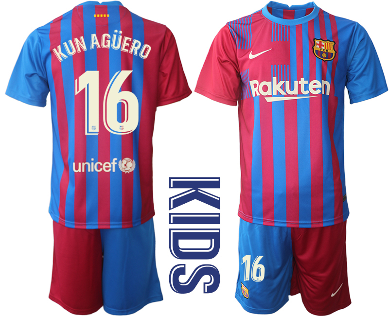 Youth 2021-2022 Club Barcelona home red 16 Nike Soccer Jerseys