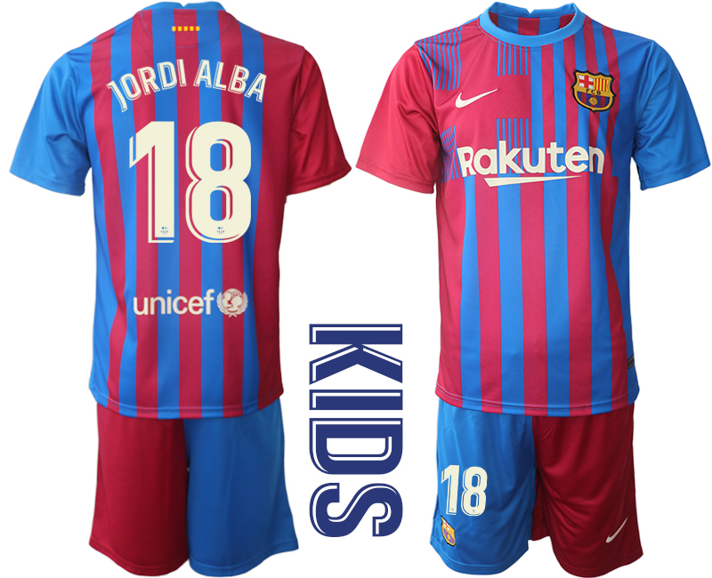 Youth 2021-2022 Club Barcelona home red 18 Nike Soccer Jerseys
