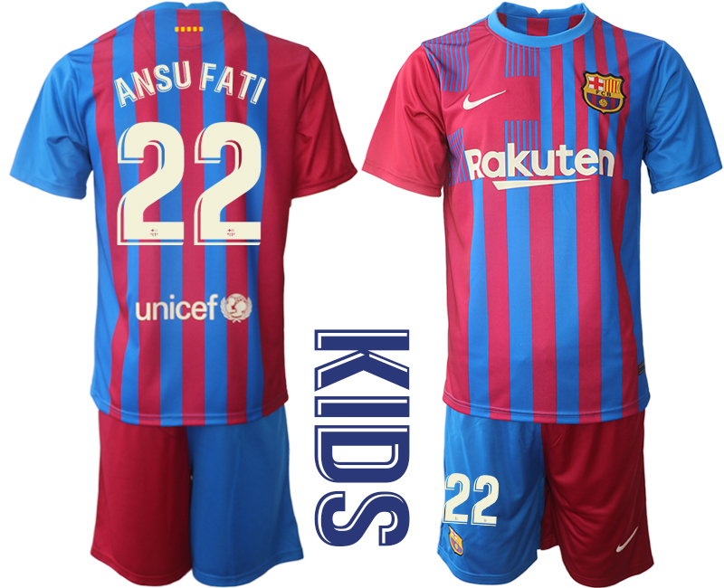 Youth 2021-2022 Club Barcelona home red 22 Nike Soccer Jerseys