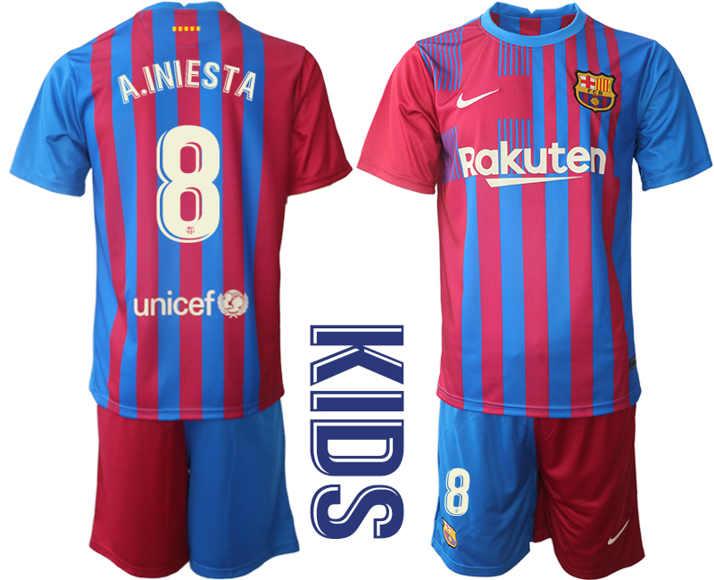 Youth 2021-2022 Club Barcelona home red 8 Nike Soccer Jerseys1