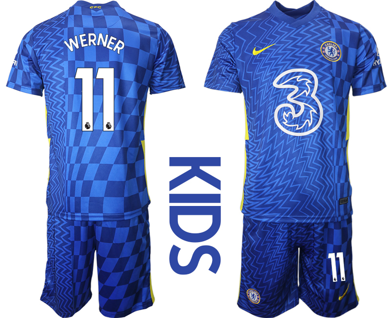 Youth 2021-2022 Club Chelsea FC home blue 11 Nike Soccer Jerseys 1