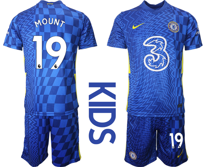 Youth 2021-2022 Club Chelsea FC home blue 19 Nike Soccer Jerseys