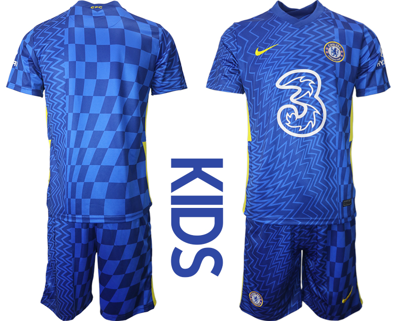 Youth 2021-2022 Club Chelsea FC home blue blank Nike Soccer Jerseys