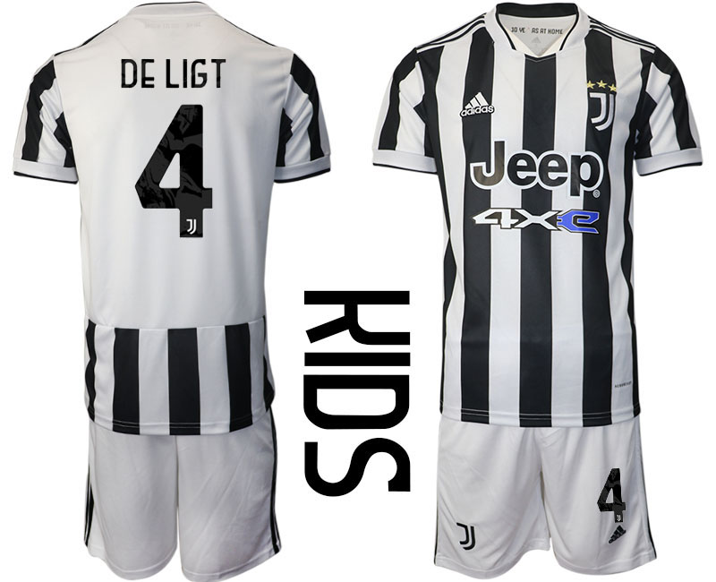 Youth 2021-2022 Club Juventus home white 4 Adidas Soccer Jersey