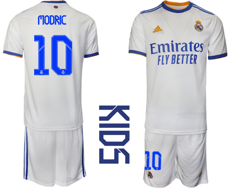 Youth 2021-2022 Club Real Madrid home white 10 Soccer Jerseys