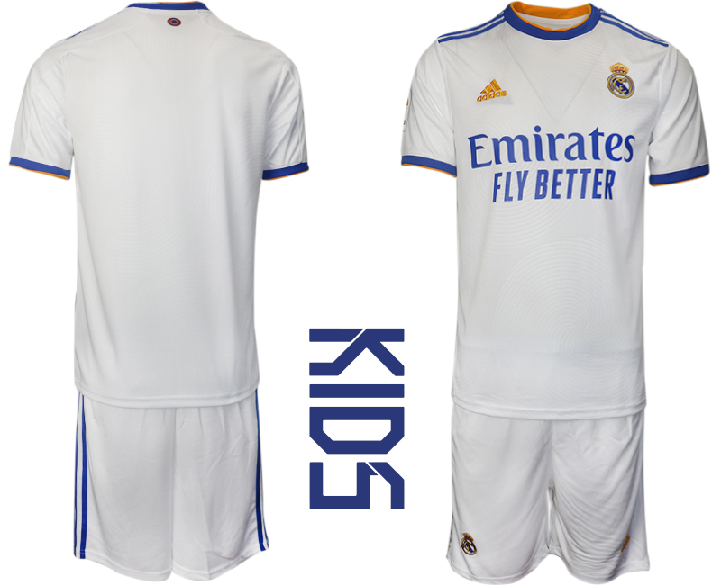 Youth 2021-2022 Club Real Madrid home white blank Soccer Jerseys