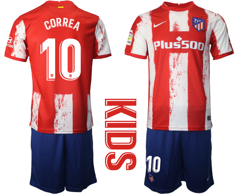 Youth 2021-22 Atlético Madrid home 10# CORREA soccer jerseys