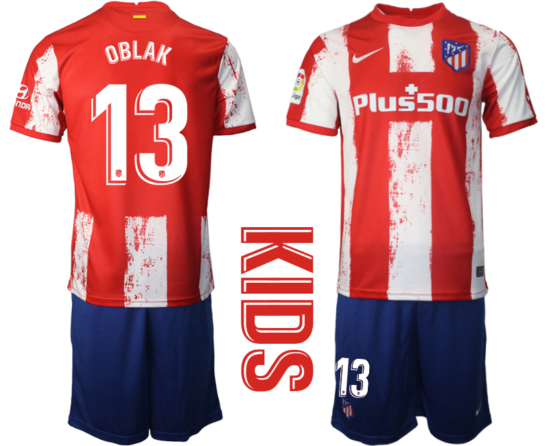 Youth 2021-22 Atlético Madrid home 13# OBLAK soccer jerseys