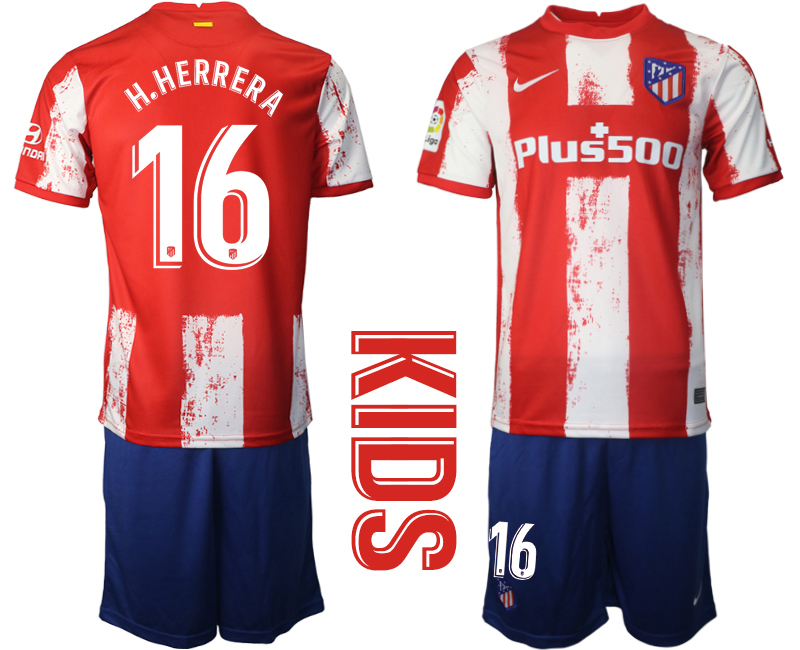 Youth 2021-22 Atlético Madrid home 16# H.HERRERA soccer jerseys