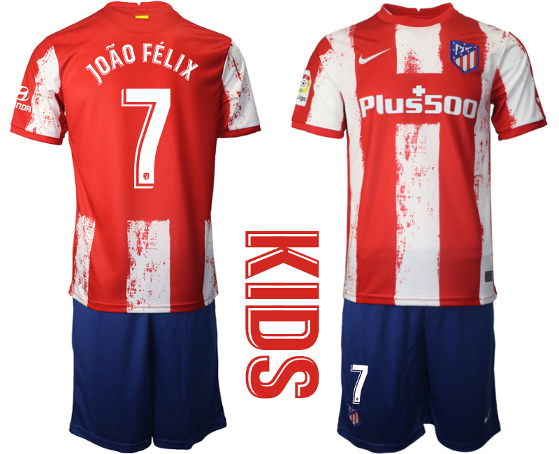 Youth 2021-22 Atlético Madrid home 7# JOAO FELIX soccer jerseys