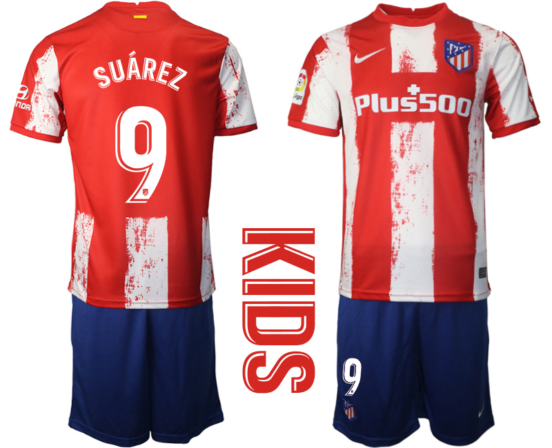 Youth 2021-22 Atlético Madrid home 9# SUAREZ soccer jerseys