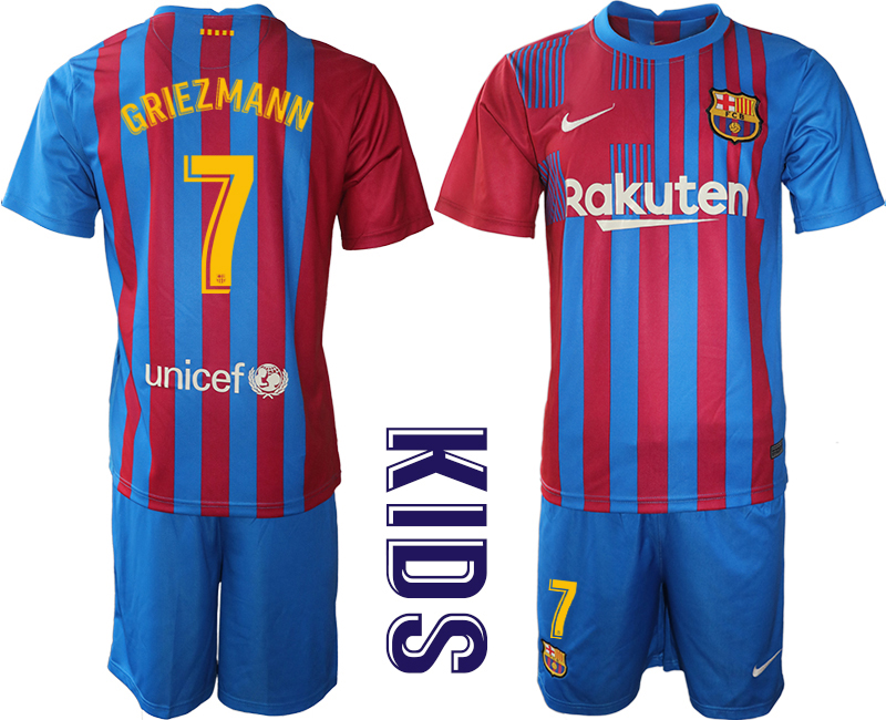 Youth 2021-22 Barcelona home 7# GRIEZMANN soccer jerseys