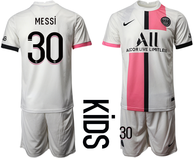 Youth 2021-22 Paris Saint-Germain away 30# MESSI Soccer Jerseys