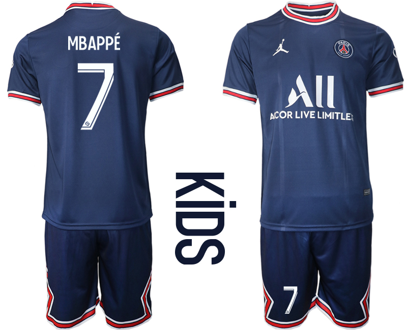 Youth 2021-22 Paris Saint-Germain home 7# MBAPPE soccer jerseys