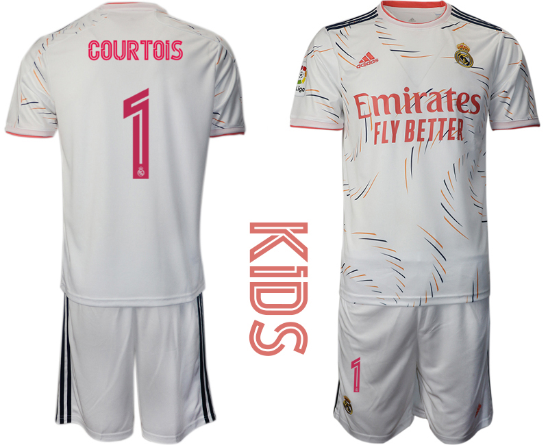 Youth 2021-22 Real Madrid home 1# COURTOIS soccer jerseys