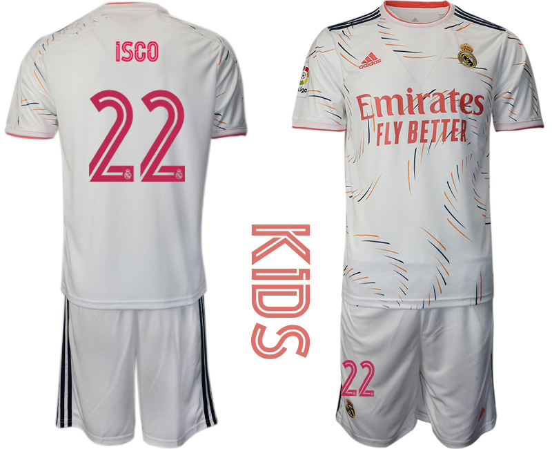 Youth 2021-22 Real Madrid home 22# ISCO soccer jerseys