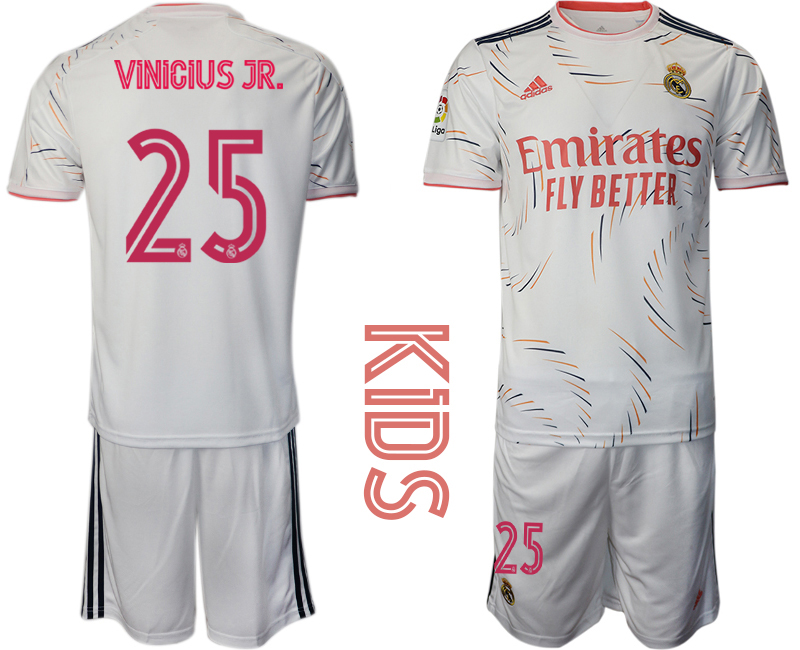 Youth 2021-22 Real Madrid home 25# VINICIUS JR. soccer jerseys