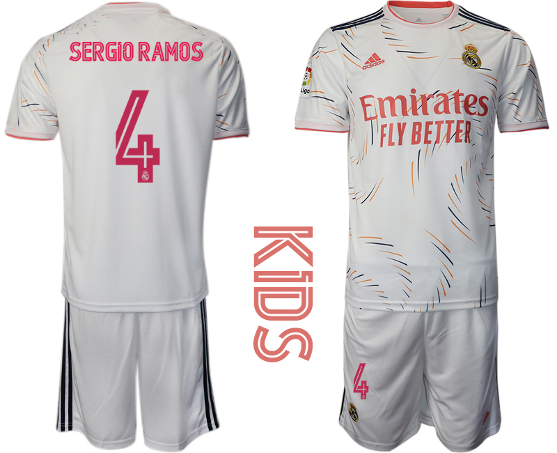 Youth 2021-22 Real Madrid home 4# SERGIO RAMOS soccer jerseys