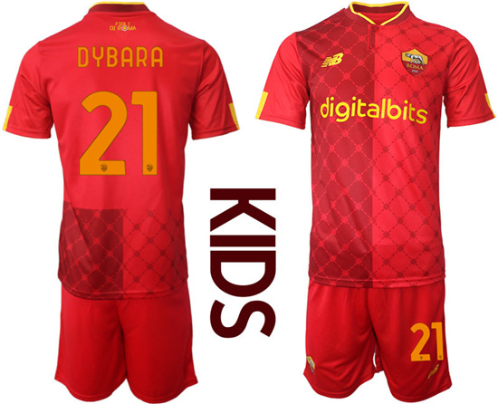 Youth 2022-2023 AS Roma 21 DYBARA home kids jerseys Suit