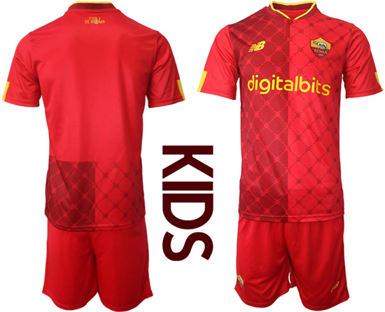 Youth 2022-2023 AS Roma Blank home kids jerseys Suit